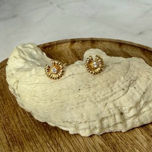 18k Gold Filled Daisy Earrings with Cute CZ Crystal