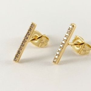 18k Gold Filled Bar Earrings with CZ Crystals