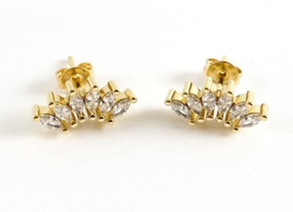 18k Gold Filled Cluster Earrings with CZ Crystals