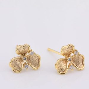 18k Gold Filled Flower Daisy Earrings with CZ Crystals