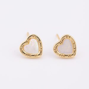 18k Gold Filled Mother of Pearl Heart Studs