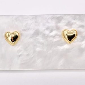 18k Gold Filled Puffy Dainty Heart Stud Earrings