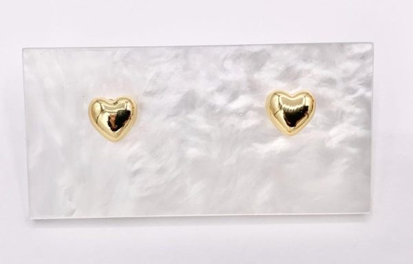 18k Gold Filled Puffy Dainty Heart Stud Earrings