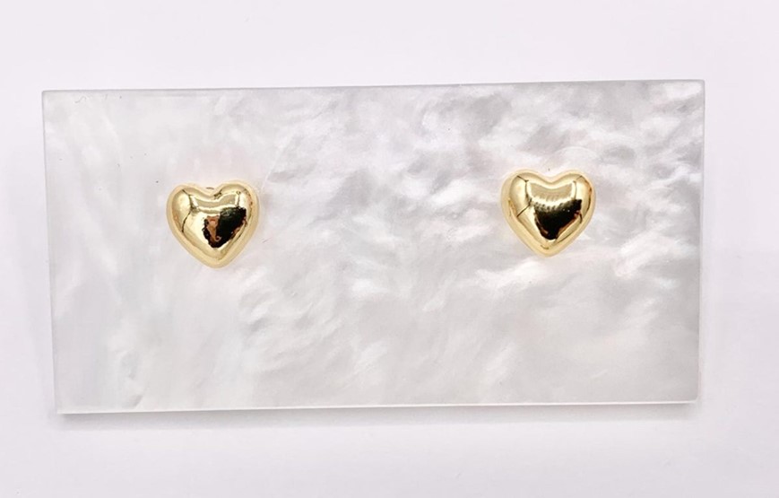 18k Gold Filled Puffy Dainty Heart Stud Earrings