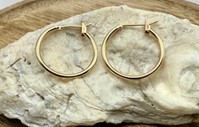 18k Gold Filled Thin Hoop Earrings with Lever Closure