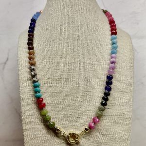 Midnight Rainbows 8mm Gemstone Necklace