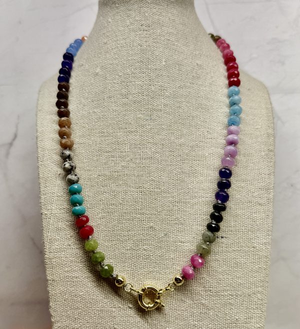 Midnight Rainbows 8mm Gemstone Necklace