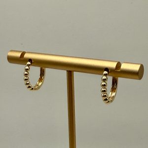 Small Gold Hoops with Rounded Bead Detail