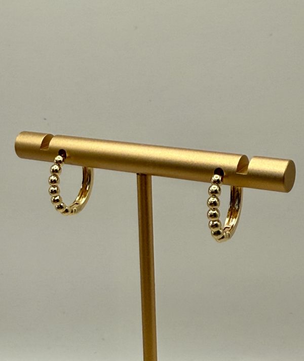 Small Gold Hoops with Rounded Bead Detail