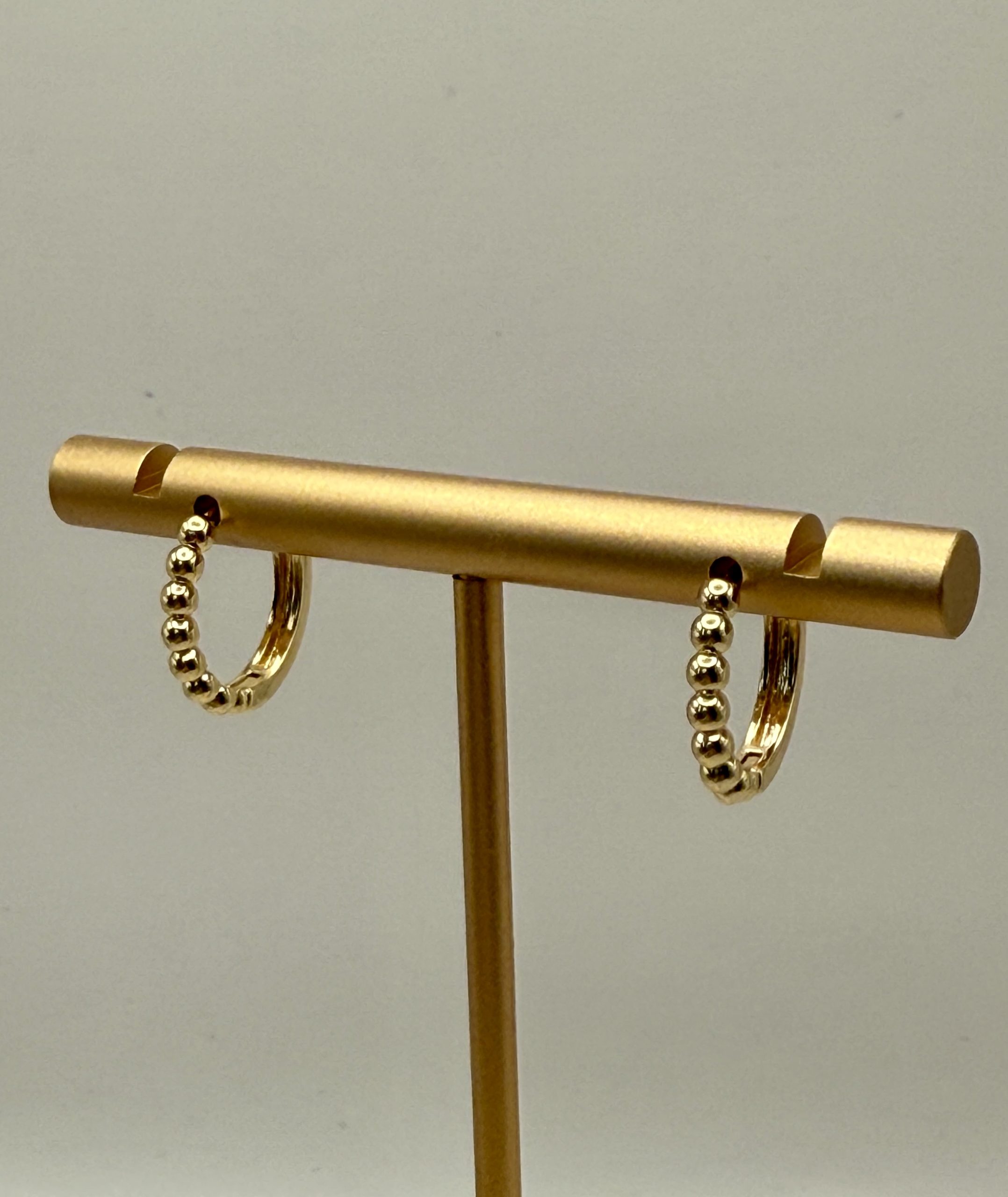 Small Gold Hoops with Rounded Bead Detail