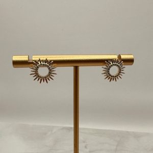 Sunburst Studs with CZ Crystals