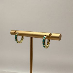 18k Gold Filled Small Hoops with Turquoise Accents
