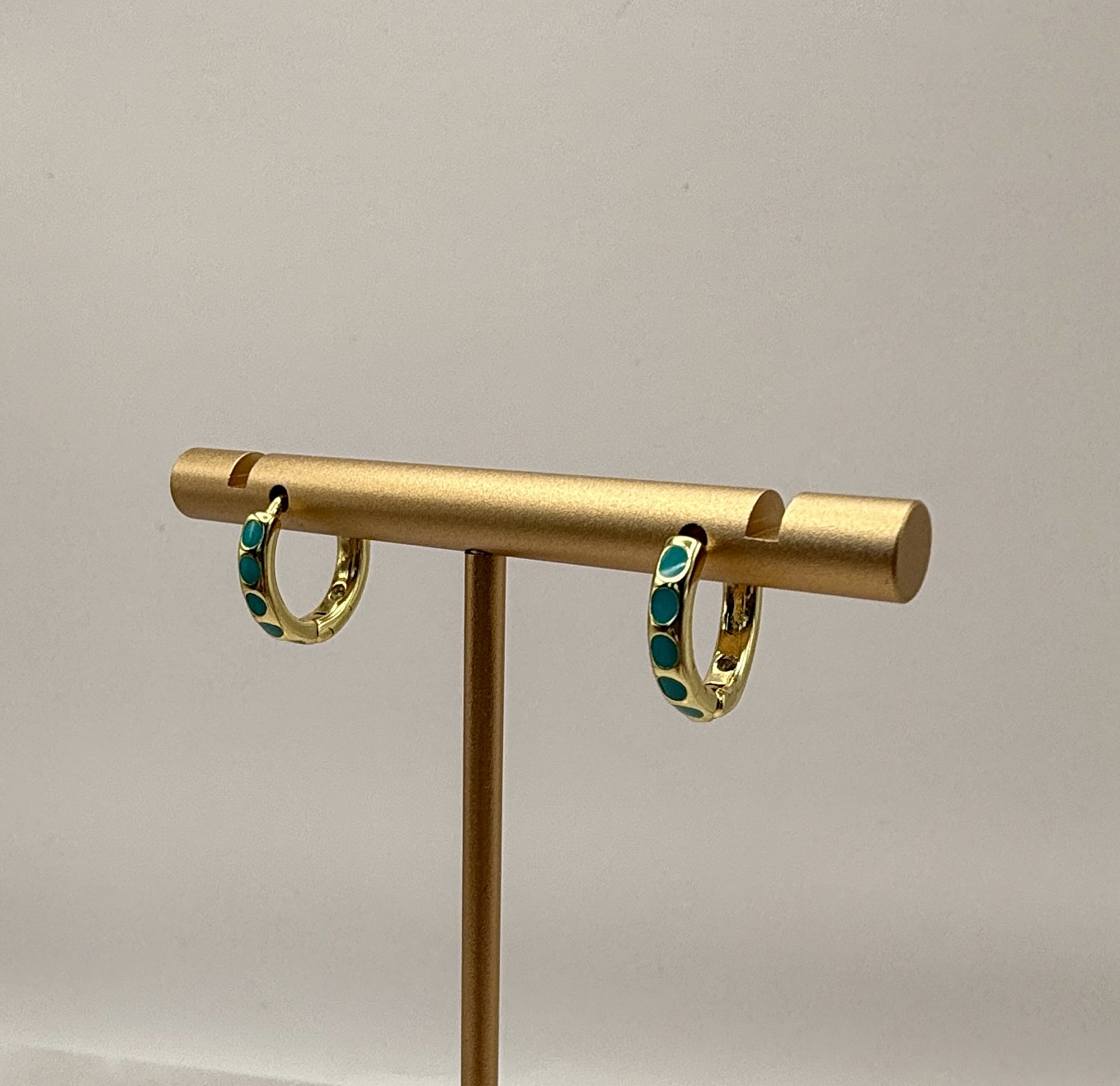 18k Gold Filled Small Hoops with Turquoise Accents