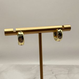 Mini Gold Thick Hoops with CZ Crystals