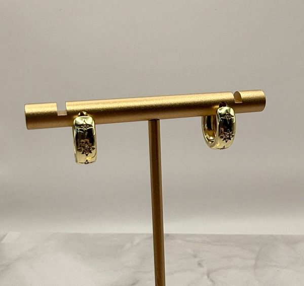 Mini Gold Thick Hoops with CZ Crystals