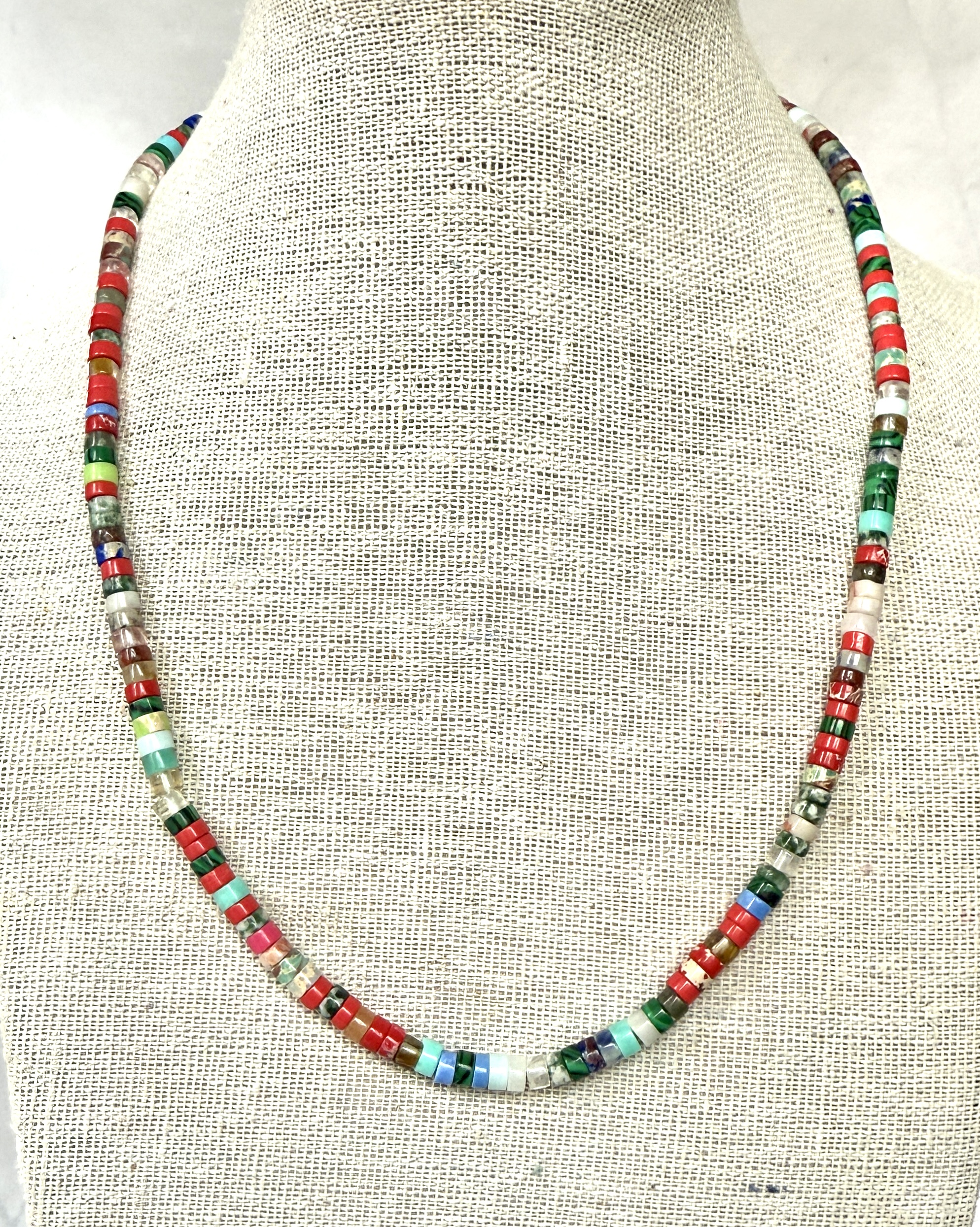 BoHo Mosaic Heishi Beaded Necklace