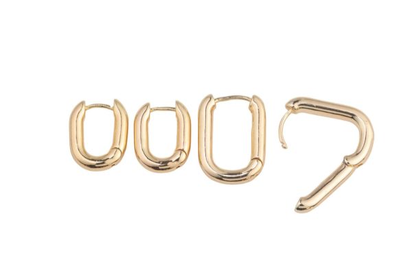 Gold Rectangle Bold Hoop Earrings - Image 3