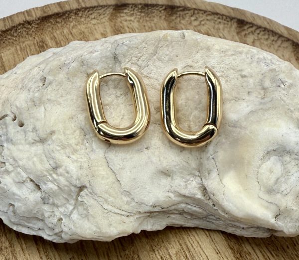 Gold Rectangle Bold Hoop Earrings - Image 5