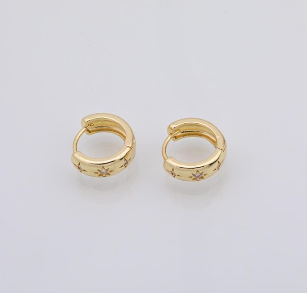 Mini Gold Thick Hoops with CZ Crystals - Image 3