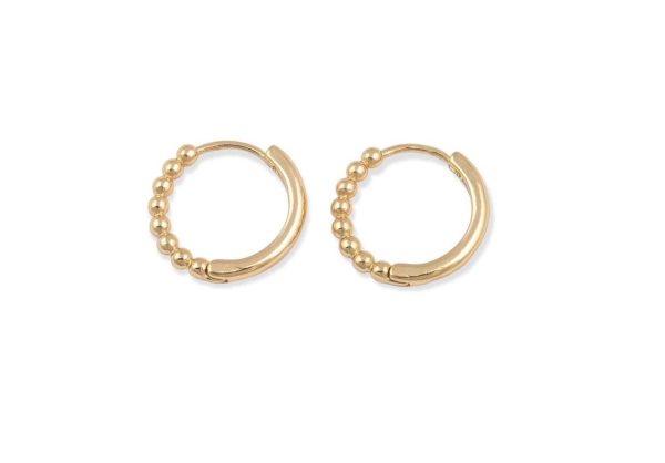 Small Gold Hoops with Rounded Bead Detail - Image 4