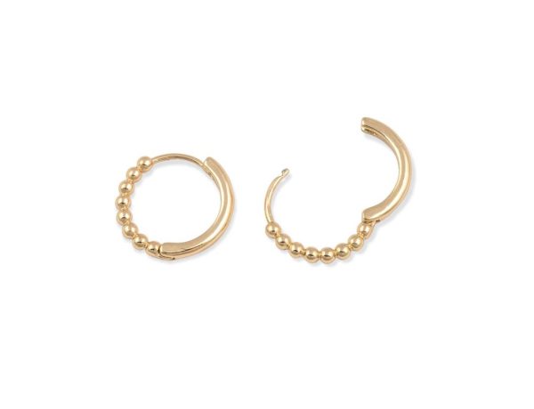 Small Gold Hoops with Rounded Bead Detail - Image 5