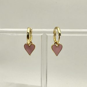 Huggie Earrings with Dangle Hearts