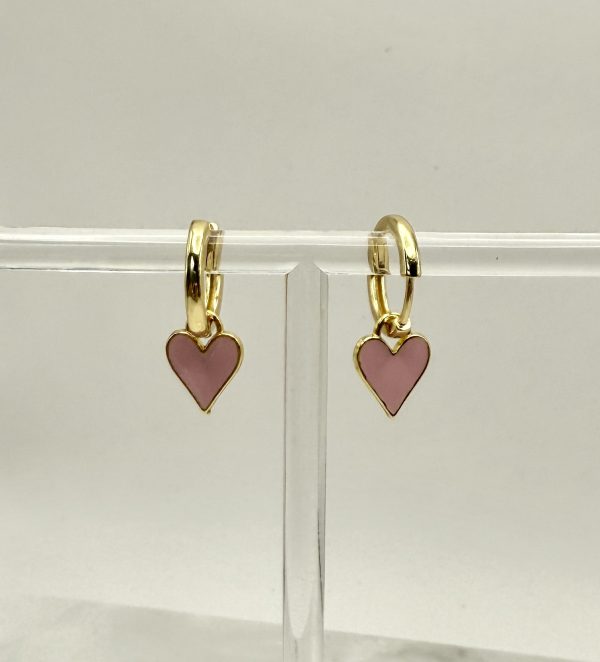 Huggie Earrings with Dangle Hearts