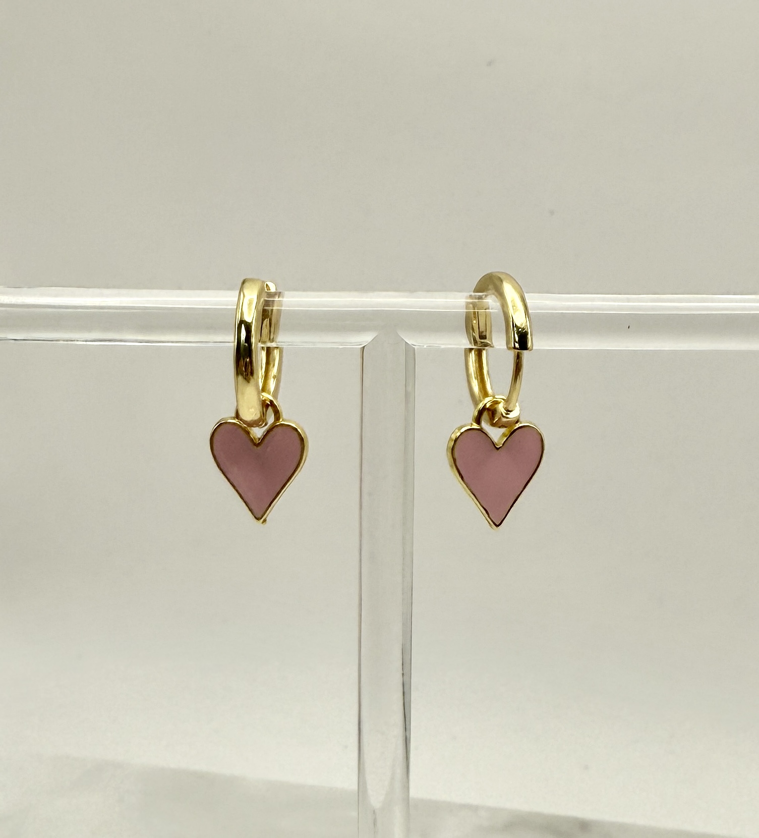 Huggie Earrings with Dangle Hearts