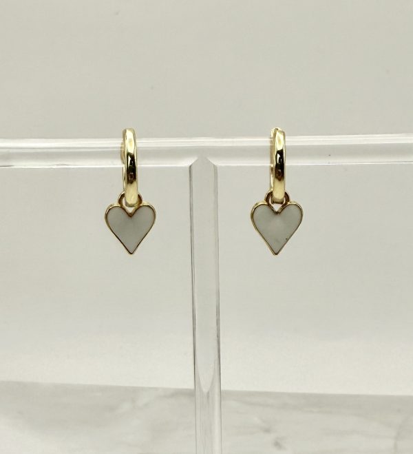 Huggie Earrings with Dangle Hearts - Image 4