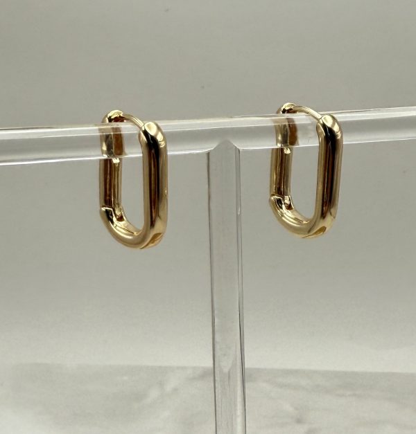 Gold Rectangle Bold Hoop Earrings