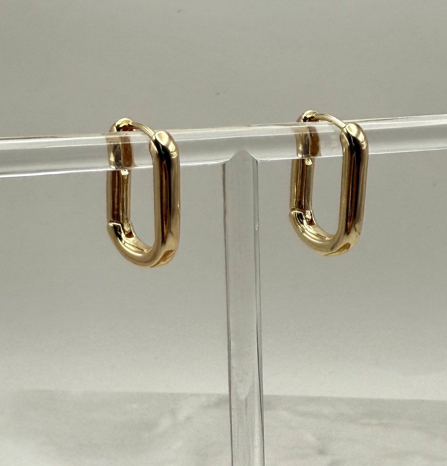 Gold Rectangle Bold Hoop Earrings