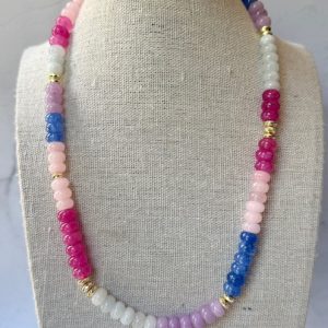 Cotton Candy Crush 8mm Gemstone Necklace